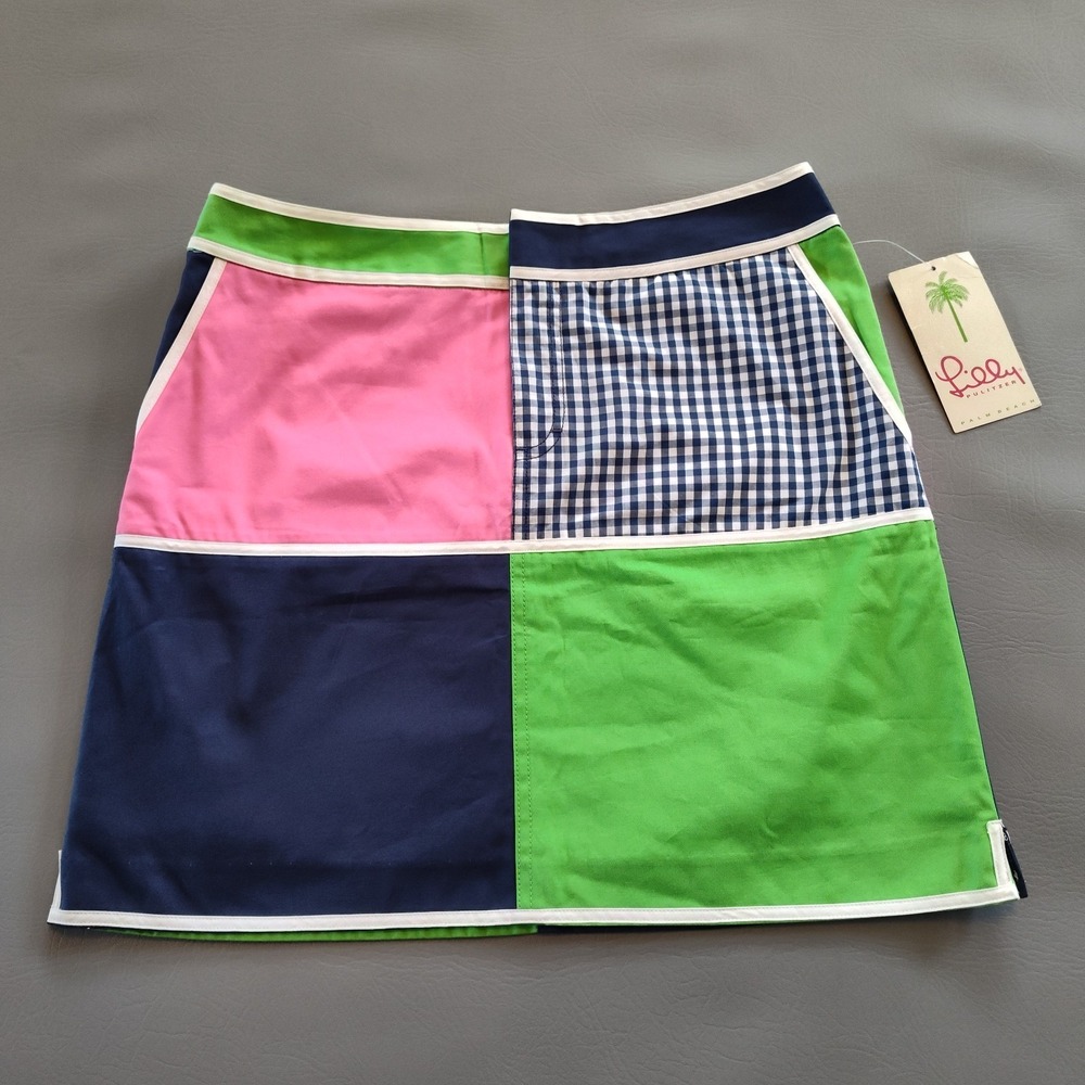 Lilly Pulitzer Women's Mariel Skirt Size 4 Preppy Patch Color Block Pockets NWT